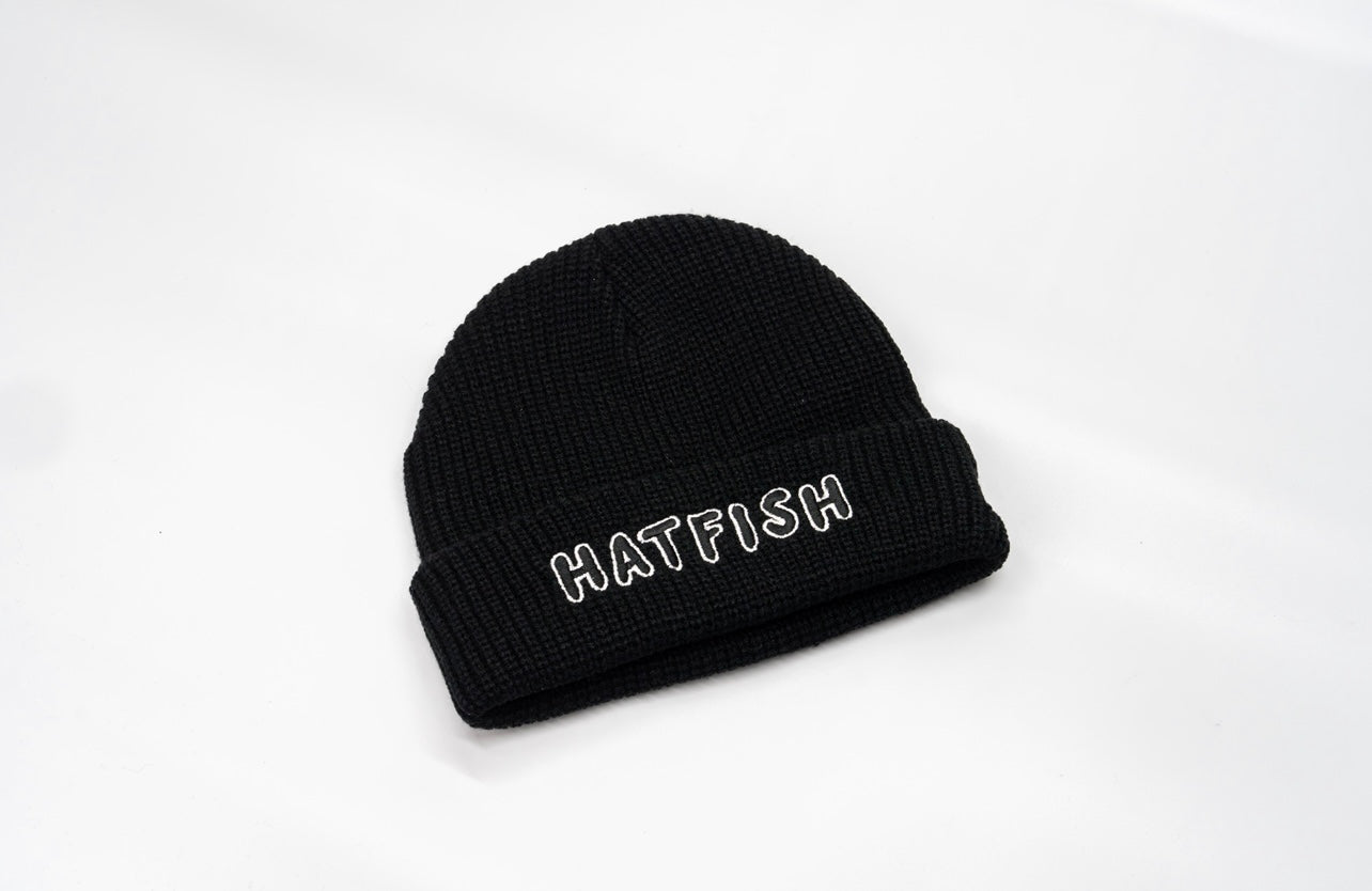 “HATFISH” Black Fisherman Beanie