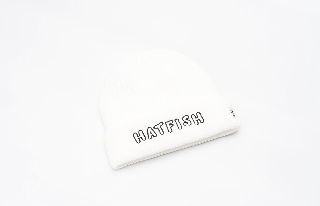 “HATFISH” White Fisherman Beanie